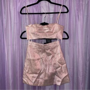White Fox Botique Rose Gold/Pink Mini Skirt Set
